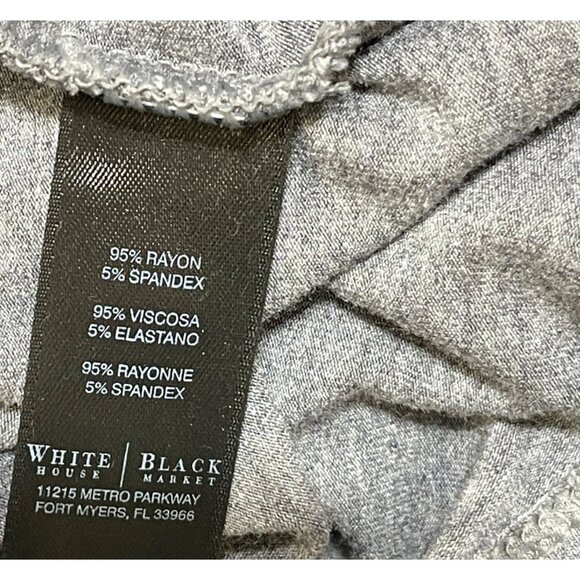 White House Black Market Dress Small Grey Faux Wrap Stretch Ruched Deep V Neck - Picture 8 of 9